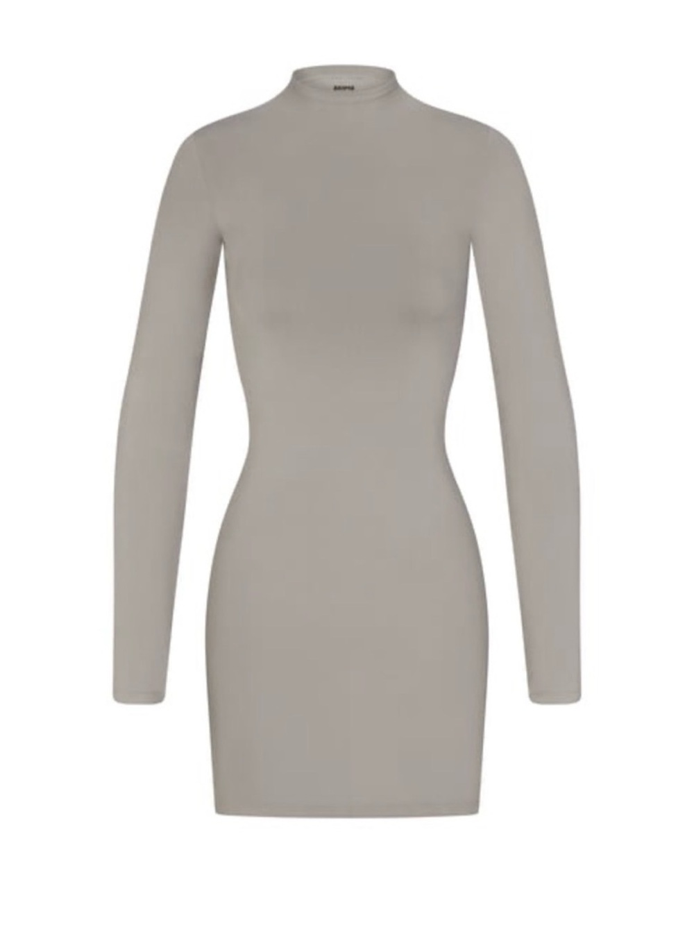 NWT SKIMS Long Sleeve Mock-Neck seamless smoothing mini dress in smoke